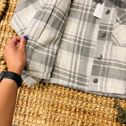 Gray Crop Flannel