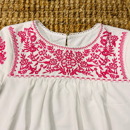 Embroidered Pink Floral Blouse