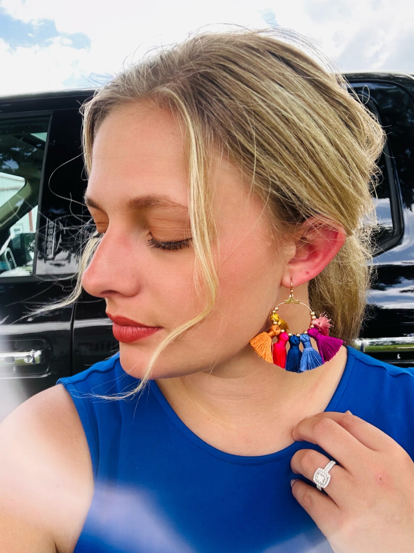 Boho Fan Shaped Tassel Earrings